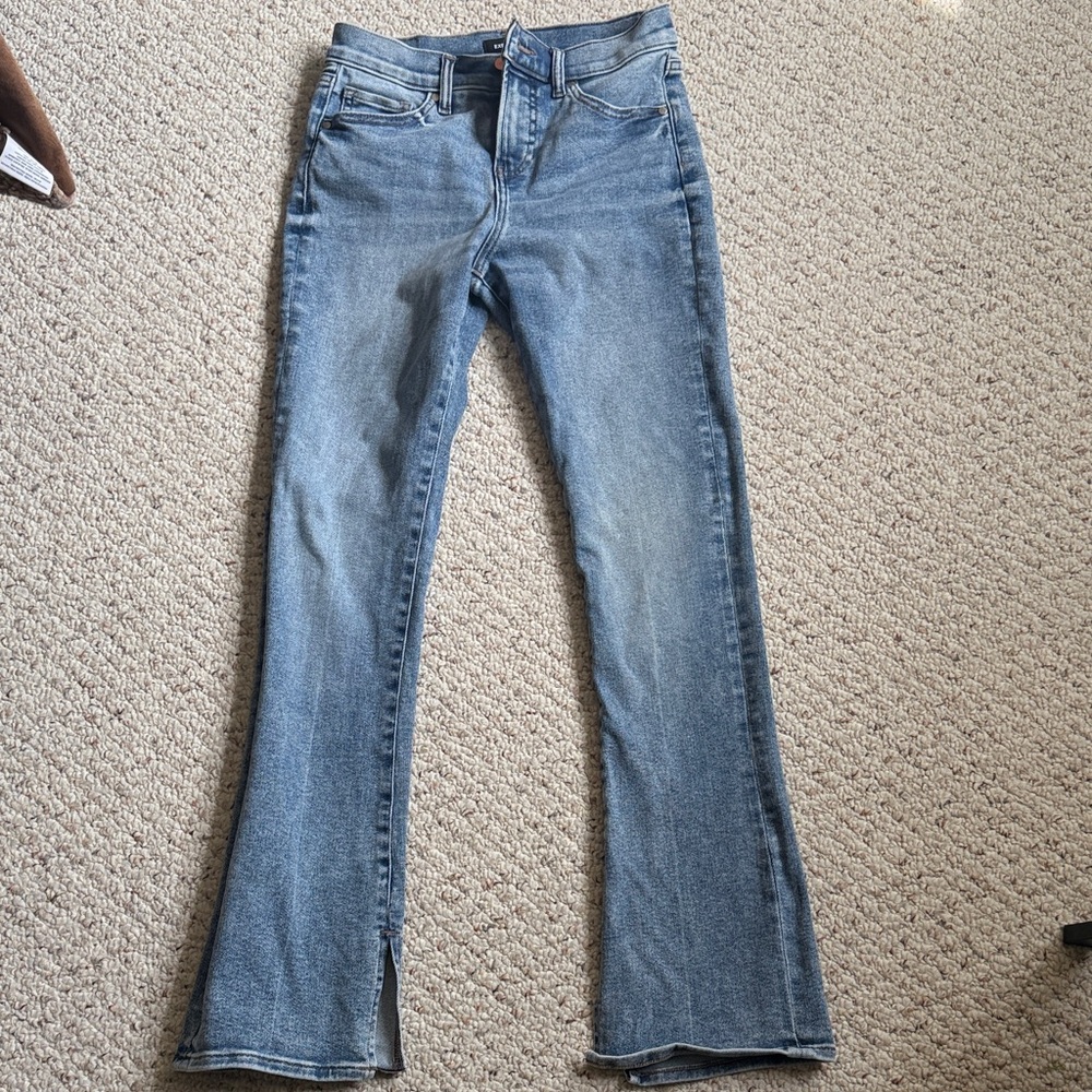 Women’s Light Blue Stretch Flare Jeans express skyscraper 2s 2 short